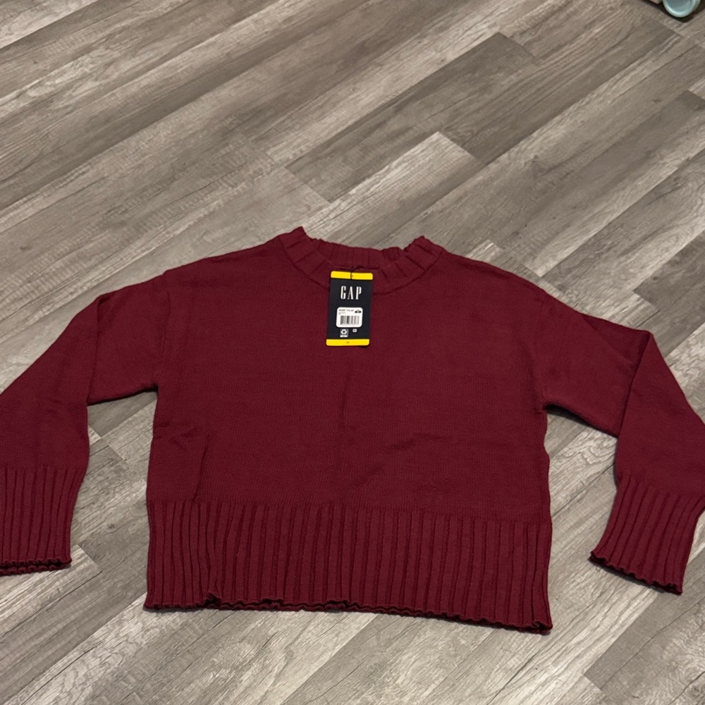 GAP Women's Ribbed Hem Crewneck Sweater - Wine